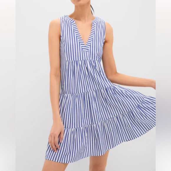 Pomander Place Tuckernuck Kenzo Mini Dress Size M White Blue Stripes Poplin - Picture 4 of 14